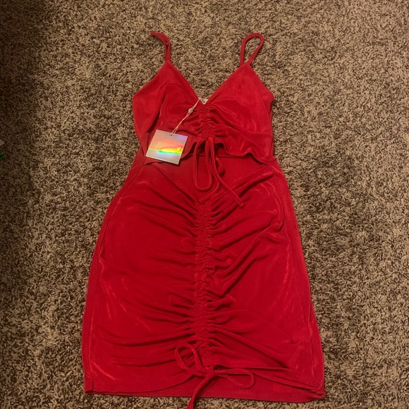 red slinky mini dress